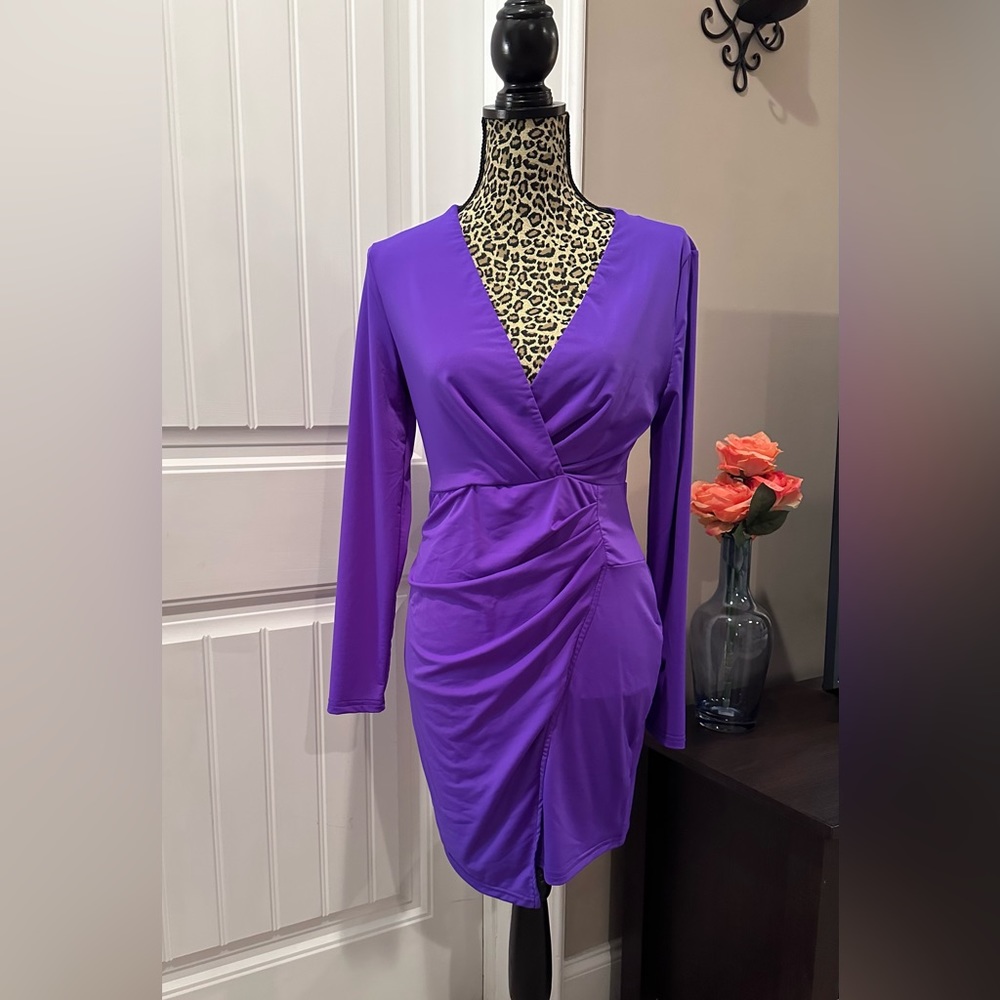 Purple long sleeve mini dress